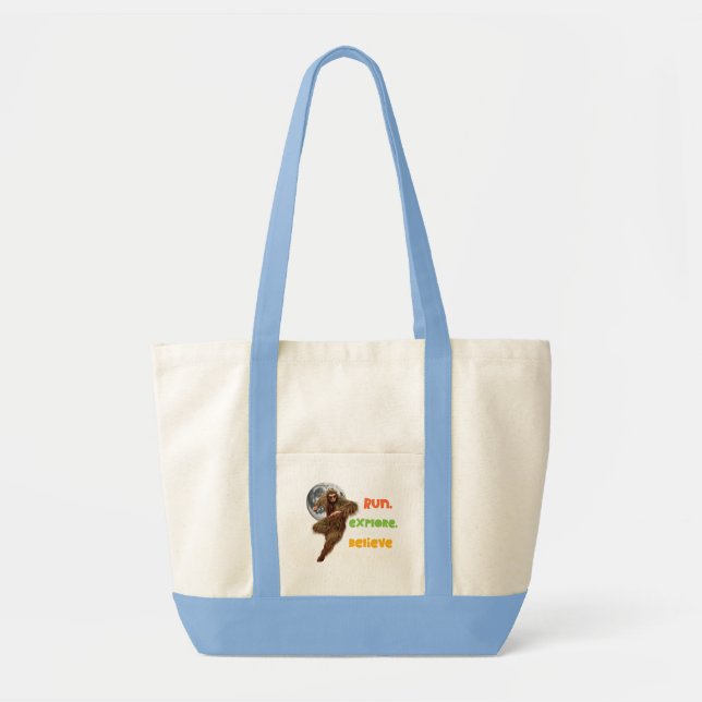 Running Sasquatch Adventure Believe Design Tote Bag (Front)
