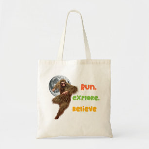 Running Sasquatch Adventure Believe Design Tote Bag