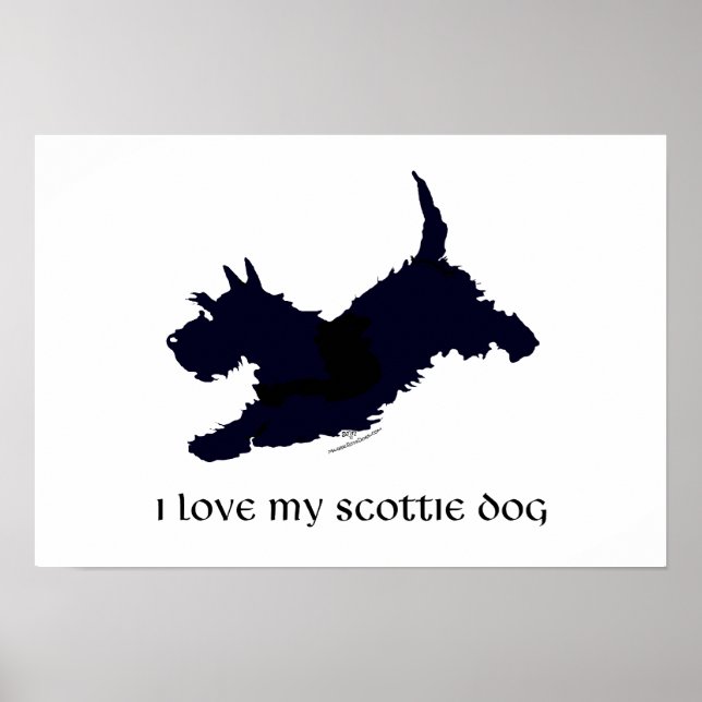 Running Scottish Terrier Silhouette Poster (Front)