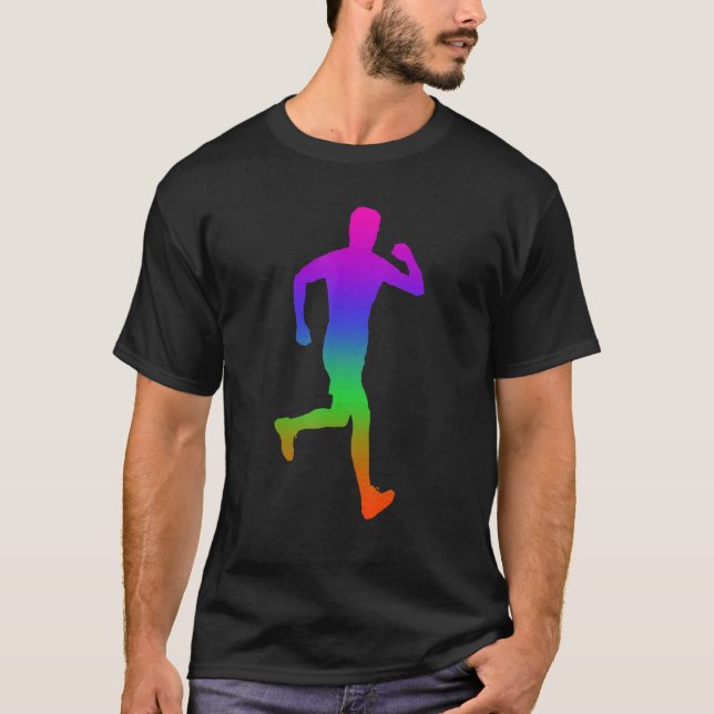 Running Shadows In Rainbow Colour T-Shirt (Front)