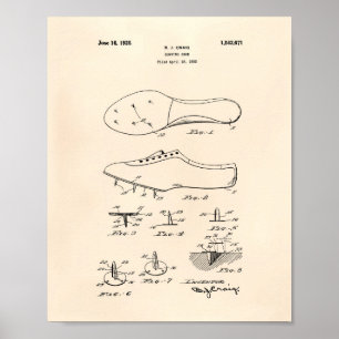 Running Shoe 1925 Patent Art Old Peper Poster
