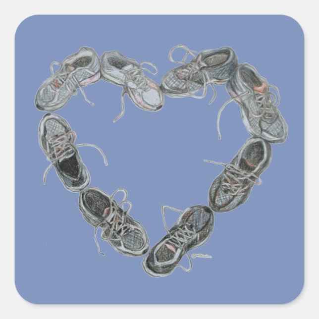 Running Shoe Art Stickers - Run Love Heart (Front)