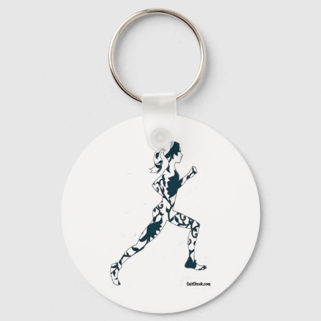 Running Silhouette - Floral Key Ring (Front)