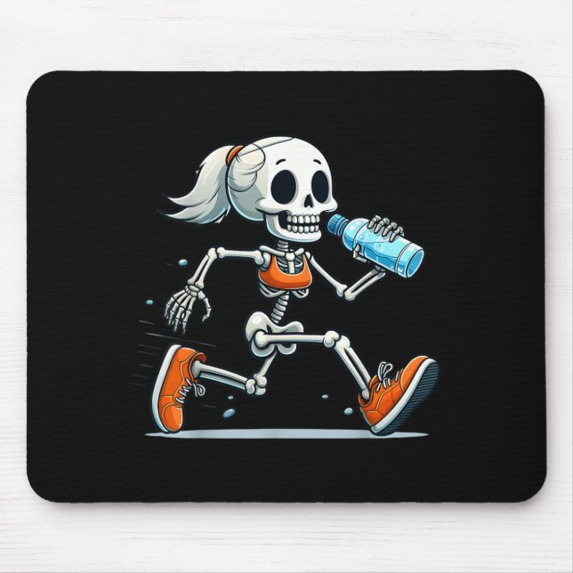 Running Skeleton Halloween Costume Spooky Runners Mouse Pad (Front)