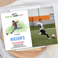 Running Soccer Birthday Invitation with Photo