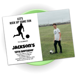 Running Soccer Birthday Invitations with photo
