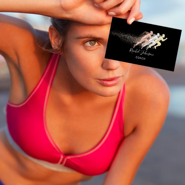 Running Sport Coach Athlete Logo Instructor QR   Business Card (Running Sport Coach Athlete Logo Instructor QR Business Card)