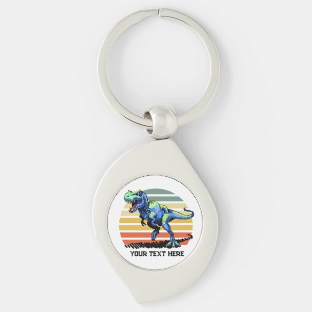 Running T-Rex Metal Keychain (Front)