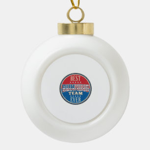 Running Team Patriotic Vintage Badge Design_1 Ceramic Ball Christmas Ornament