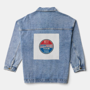 Running Team Patriotic Vintage Badge Design_1 Denim Jacket