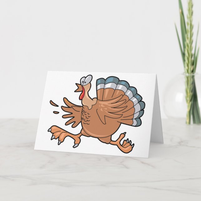 Running Thanksgiving Turkey Holiday Card (Front)