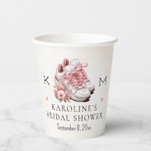 Running Themed Floral Sneaker Bridal Shower Paper Cups