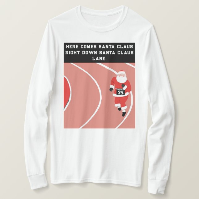 Running Track and Field Christmas T-Shirt (Design Front)
