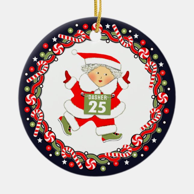 Running Track and Field Gift Ceramic Tree Decoration (Front)