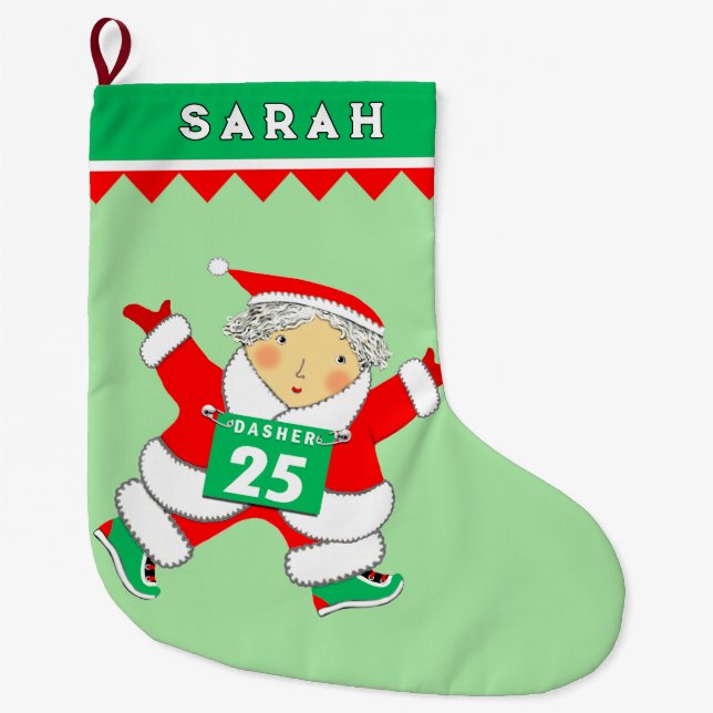 Running Track and Field Large Christmas Stocking (Front)