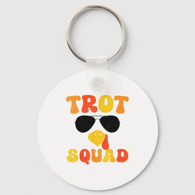 Running Turkey Sungles Trot Squad Thanksgiving  Key Ring (Front)
