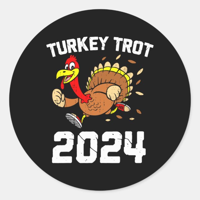 Running Turkey Trot Thanksgiving 2024 For Boys Gir Classic Round Sticker (Front)