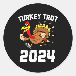 Running Turkey Trot Thanksgiving 2024 For Boys Gir Classic Round Sticker