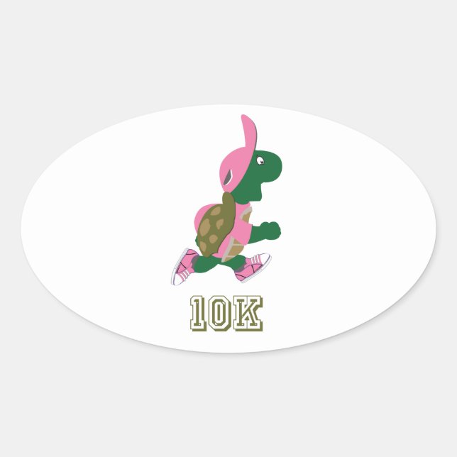 Running Turtle 10K - Pink Oval Sticker (Front)