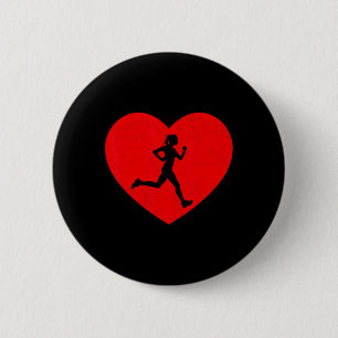 Running Valentine Heart Shape Running Lovers 6 Cm Round Badge