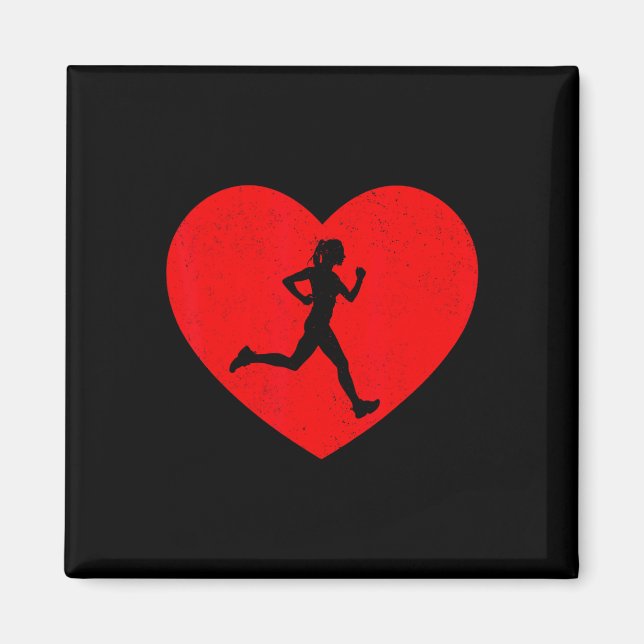 Running Valentine Heart Shape Running Lovers  Magnet (Front)