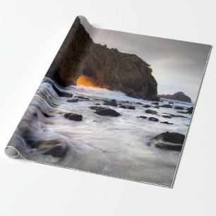 RUNNING WATER NEAR BROWN STONE CAVE WRAPPING PAPER