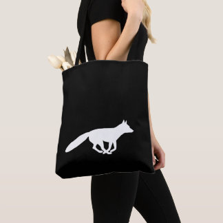 Running White Fox Silhouette Wildlife Wild Animal Tote Bag