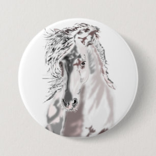 Running White Horse Button