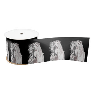 Running White Horses Satin Ribbon - Your Colours