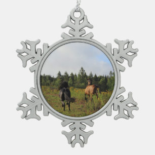 Running Wild Snowflake Pewter Christmas Ornament