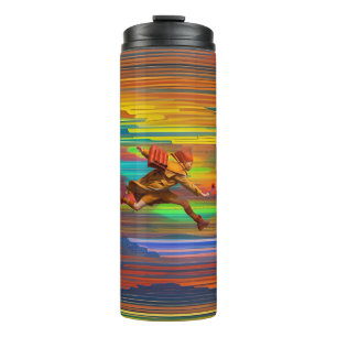 Running with a flower thermal tumbler