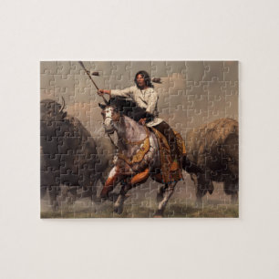 Running With Buffalo Jigsaw Puzzle