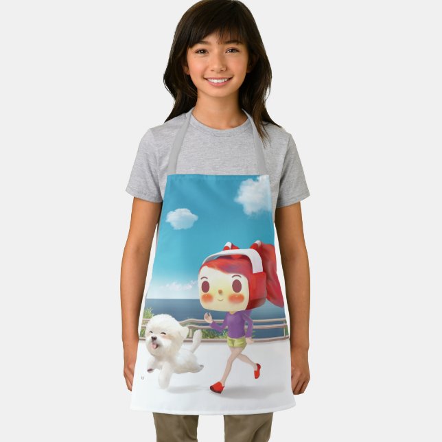 Running with Dog by the Sea Apron (Insitu)