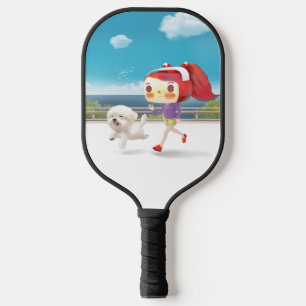Running with Dog by the Sea Pickleball Paddle