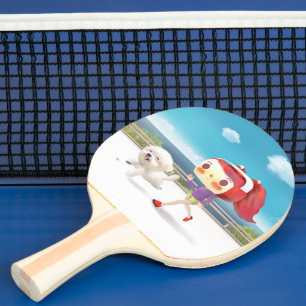 Running with Dog by the Sea Ping Pong Paddle