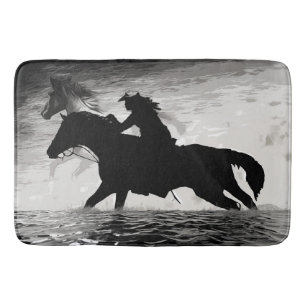 Running with Spirits - Horses   Bath Mat