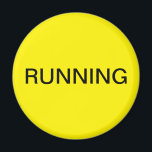 Running yellow dishwasher magnet<br><div class="desc">Minimal "running" dishwasher kitchen magnet with a yellow background helping you with kitchen organisation. Customise with your text.</div>