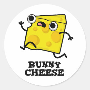 Runny Cheese Funny Food Pun  Classic Round Sticker