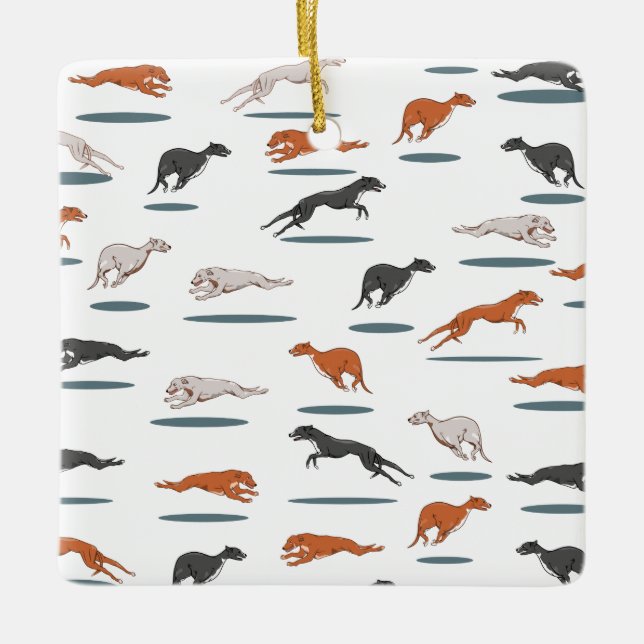 RUNNY GREY HOUND 12000 TRANS CERAMIC ORNAMENT (Front)