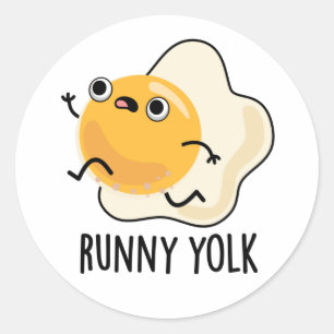 Runny Yolk Funny Food Egg Pun Classic Round Sticker