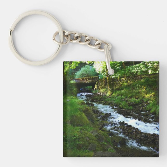 Runoff from Wahkeena Falls, Oregon Key Ring (Front)
