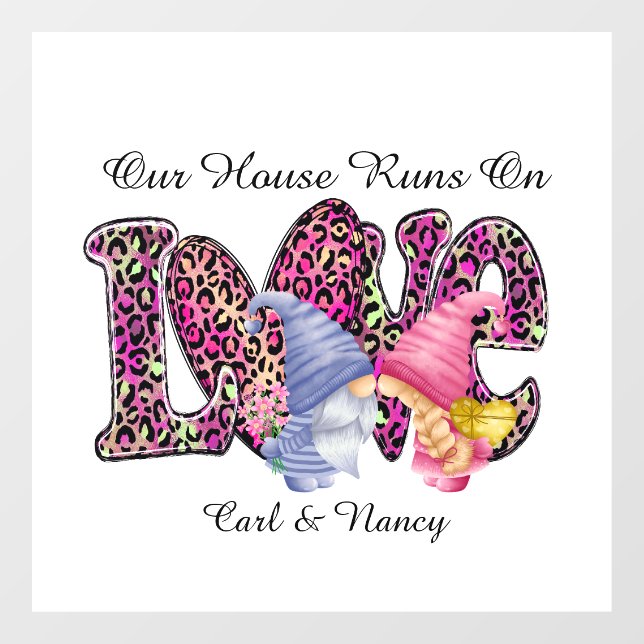 Runs On Love, Gnome Couple Personalise  (Sheet)