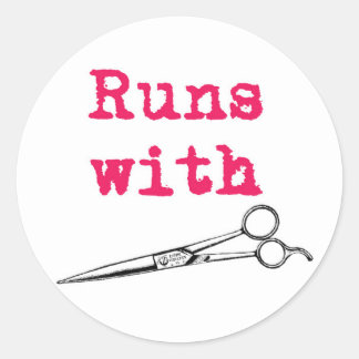 Runs With Shears Hair Stylist Sticker