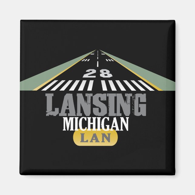 Runway 28 - Lansing Michigan LAN Magnet (Front)