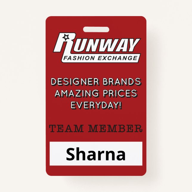Runway Name Badge ID Badge (Front)