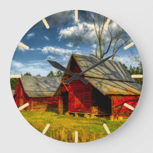 Rural America Red Barn Large Clock