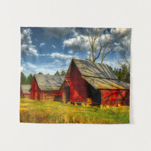 Rural America Red Barn Tapestry