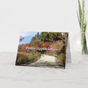 Rural Bridge in Fall Pastor Appreciation Scripture Thank You Card