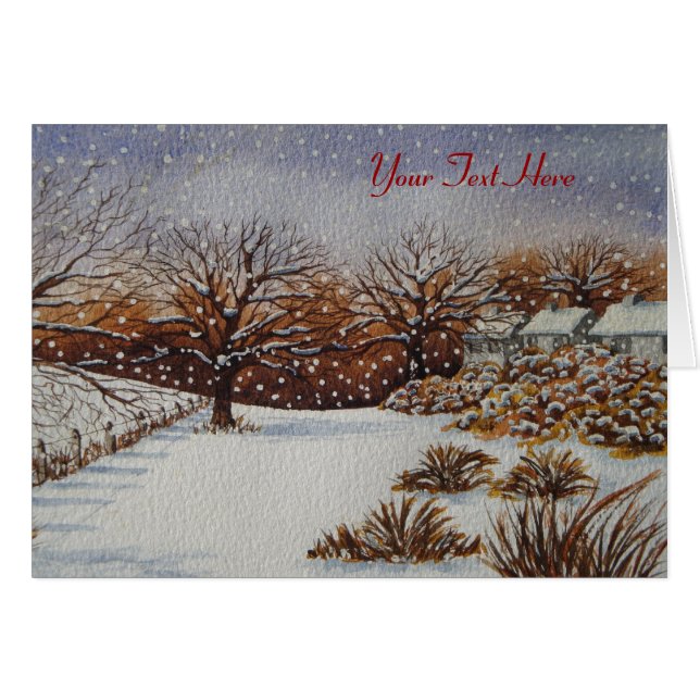 rural cottages and trees snow scene (Front Horizontal)