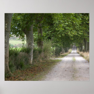 Rural dirt country road near the town of poster